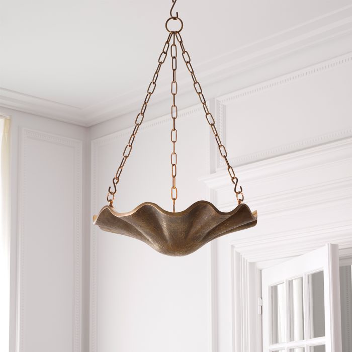 Aurelia Chandelier in vintage brass with sculpted organic design by Eichholtz