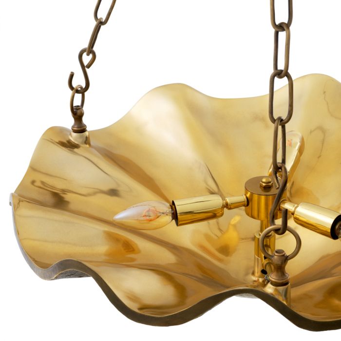 Aurelia Chandelier in vintage brass with sculpted organic design by Eichholtz