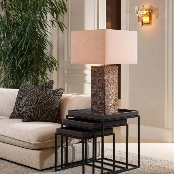 Fabric camari s cushion in black by Eichholtz 