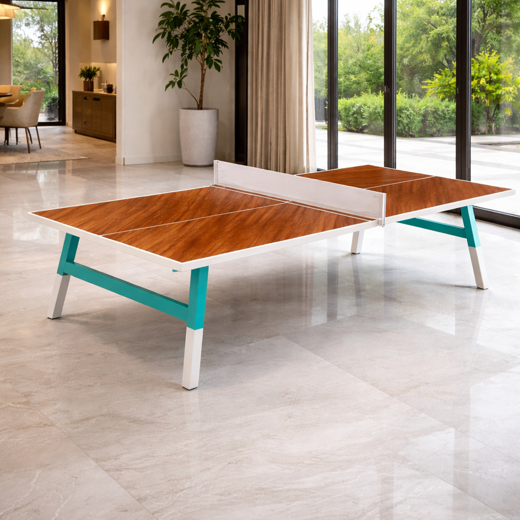 Luxury handmade tennis table in brown wood by Koralturk