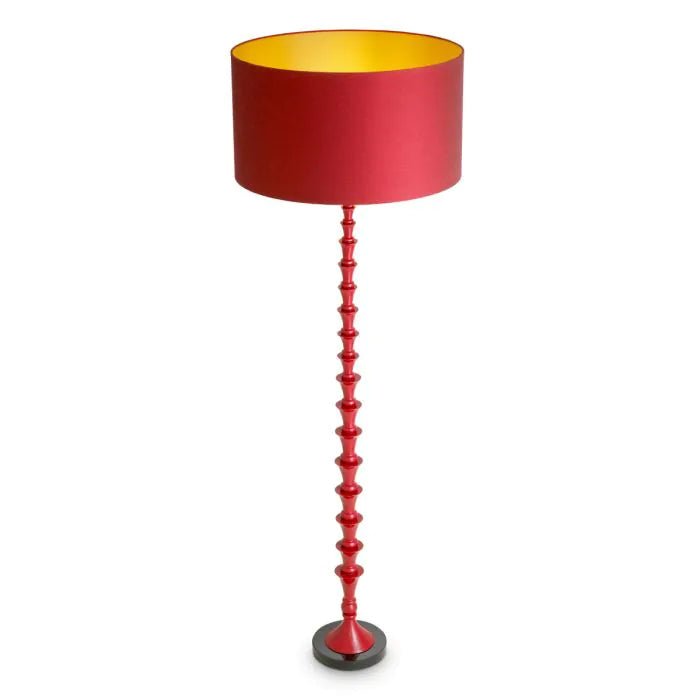 Floor Lamp Arabella in bordeaux red finish with silk-look shade