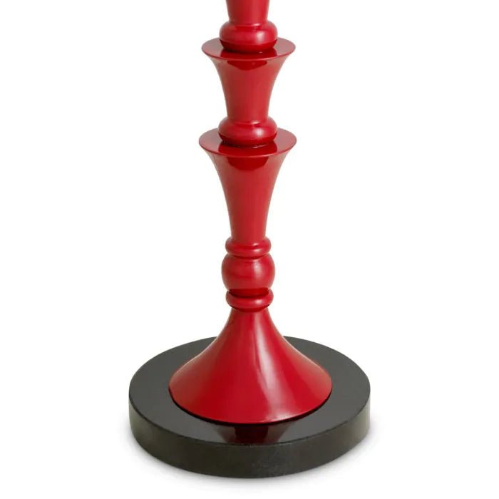 Floor Lamp Arabella in bordeaux red finish with silk-look shade
