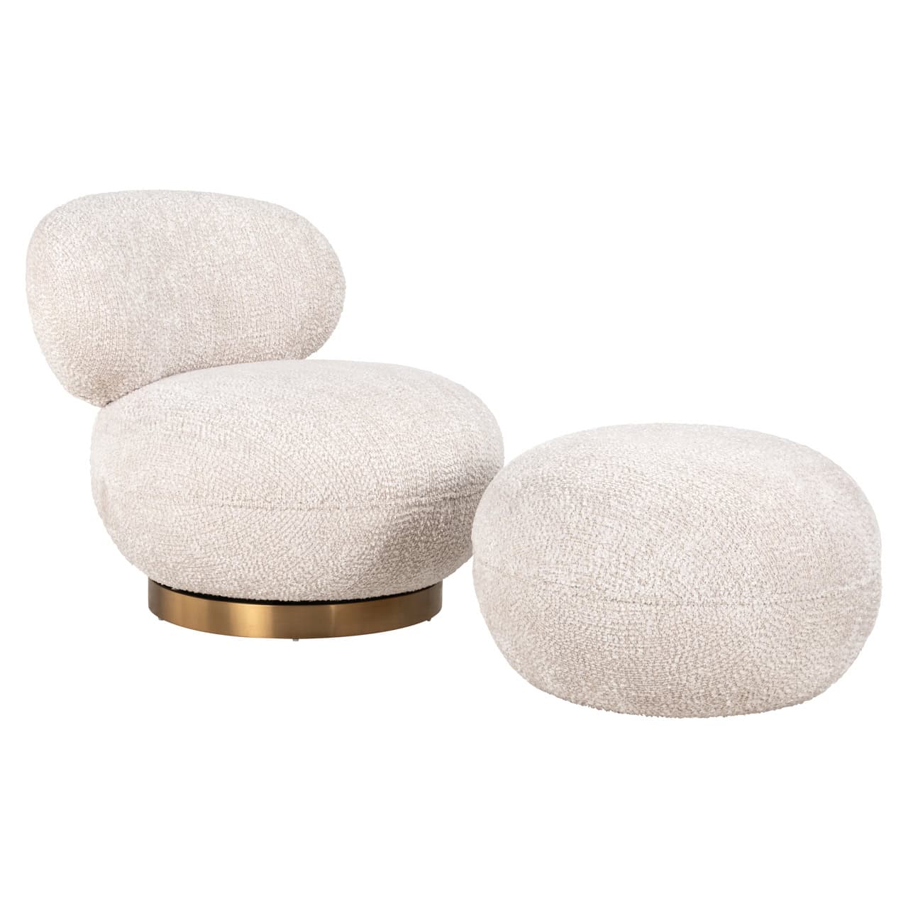 Richmond's interiors white fabric pouf  