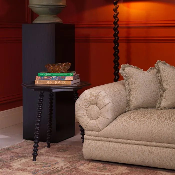 Luxury black side table in wood by Eichholtz 