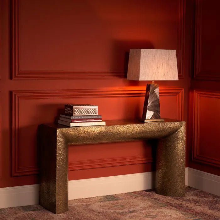 Beige and brown wood table lamp by Eichholtz 