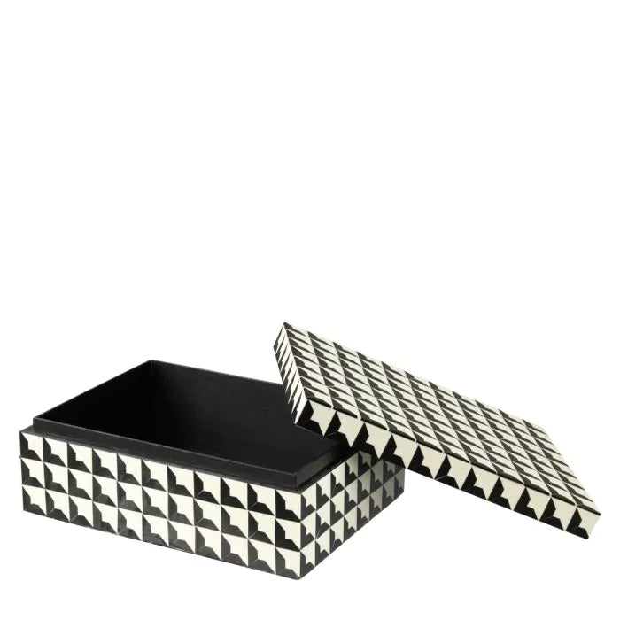Black & white geometric resin décor box Cabas by Eichholtz