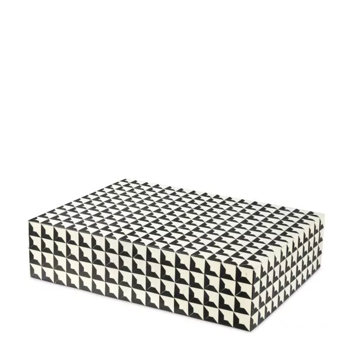 Black & white geometric resin décor box Cabas by Eichholtz