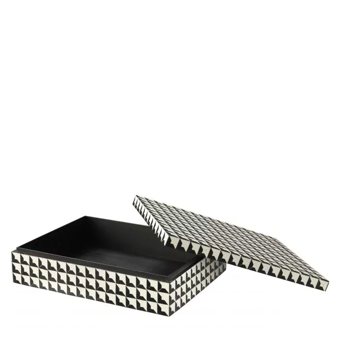 Black & white geometric resin décor box Cabas by Eichholtz