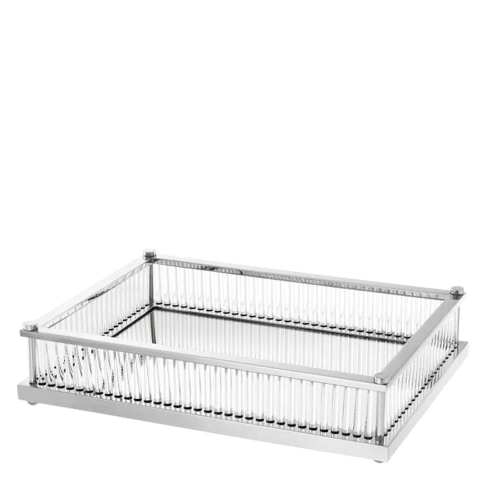 Cora Square Tray in glass and metal finish