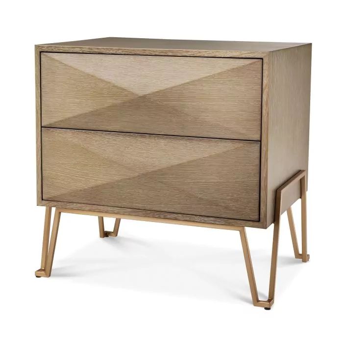Nightstand Highland in washed oak veneer with brushed brass frame