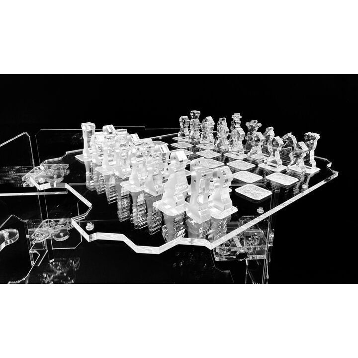 Chess Table Enigma Banfi transparent plexiglass chess table