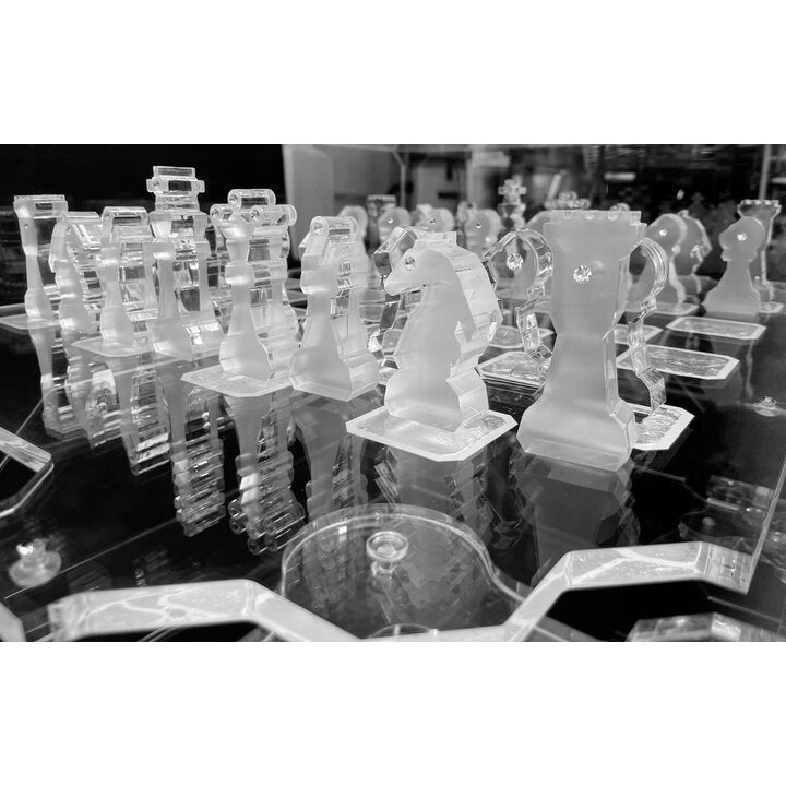 Chess Table Enigma Banfi transparent plexiglass chess table