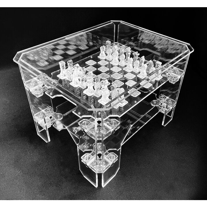 Chess Table Enigma Banfi transparent plexiglass chess table