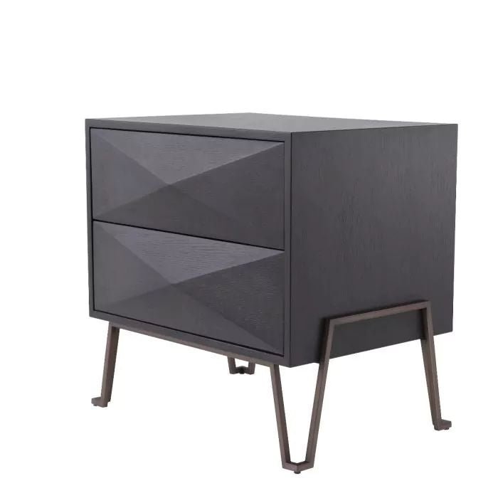 Nightstand Highland in washed oak veneer with brushed brass frame