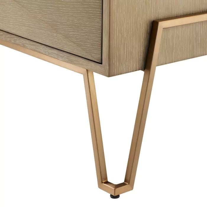 Nightstand Highland in washed oak veneer with brushed brass frame
