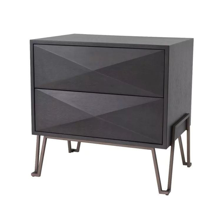Nightstand Highland in washed oak veneer with brushed brass frame