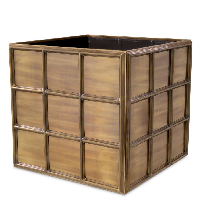 PLANTER GRID VINTAGE BRASS FINISH